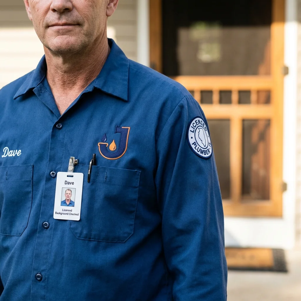 Licensed plumber showing ID badge in Lake Pleasant, NY